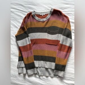 Madewell Striped Crewneck Sweater in Pink, Mustard & Gray - Womens